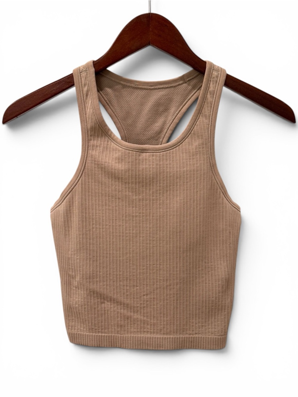 Lululemon Ebb to Street Racerback Cropped Tank Top Ribbed Warm Ash Grey Size 6